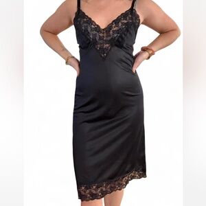 Vintage Black Lace Slip Dress